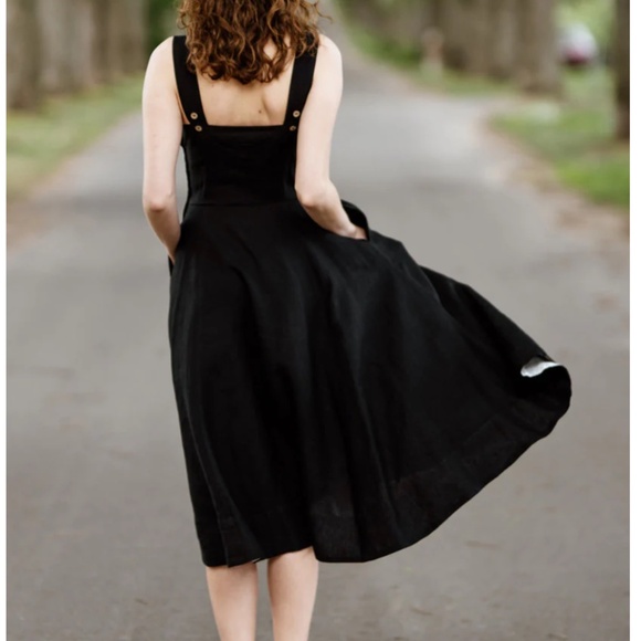 SON DE FLOR LINEN PINAFORE JUMPER STYLE DRESS - L - Picture 6 of 8